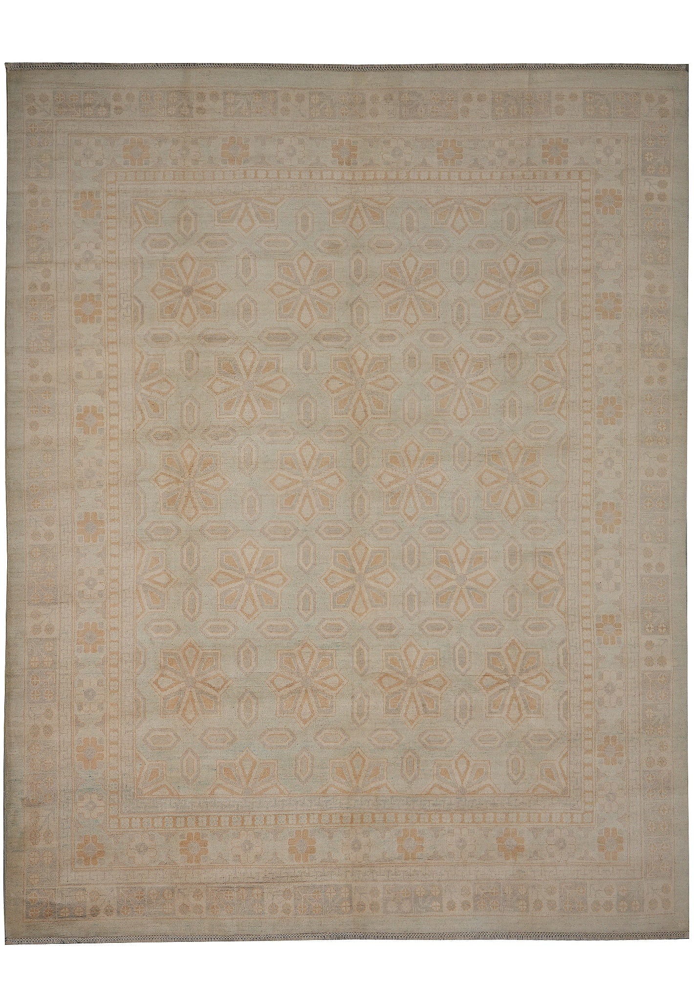 9.7 x 11.8 Handmade Zigler Chobi Wool Rug Light Green: 9.7 x 11.8 Handmade Zigler Chobi Wool Rug Light Green Free continental US Shipping This handmade Zigler Chobi rug measures 9.7 x 11.8 and features a light green background with subtle floral motifs an