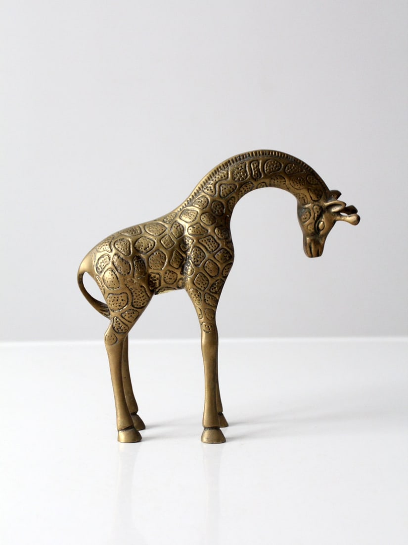 Solid Brass Giraffe Sculpture by Leonard Silver Mid-Century Modern Accent (1 of 11)