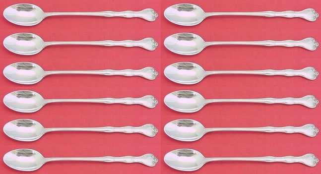 Gorham Rondo Sterling Silver Iced Tea Spoon Set 12 Pieces: Gorham Rondo Sterling Silver Iced Tea Spoon Set 12 Pieces Enhance your dining experience with this elegant 12-piece iced tea spoon set from the renowned Gorham brand, featuring the classic Rondo patte