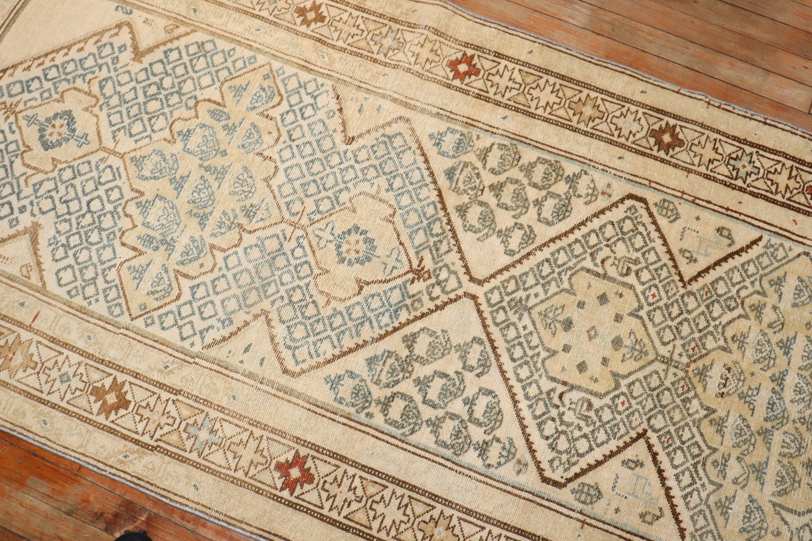 3' 5" x 12' Antique Serab Persian Runner Rug: 3' 5" x 12' Antique Serab Persian Runner Rug Antique Persian Serab runner from the early 20th century with traditional geometric patterning. This pre-owned rug is identified as a Serab runner. Specifi