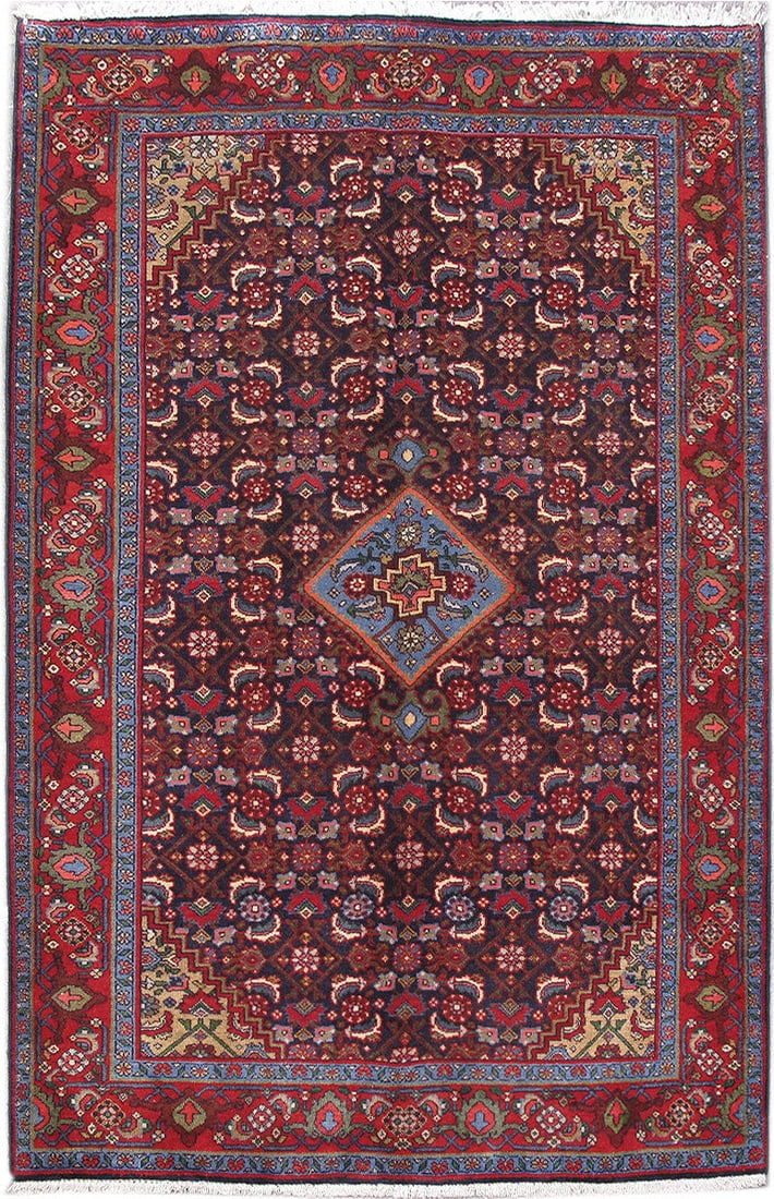 Handwoven Persian Jozan Bijar Area Rug 4.3 x 6.7 Navy Blue: Handwoven Persian Jozan Bijar Area Rug 4.3 x 6.7 Navy Blue Free continental US Shipping Elevate your home decor with the exquisite 4' x 7' Persian Jozan Bijar Rug in Navy Blue. This stunning area rug 