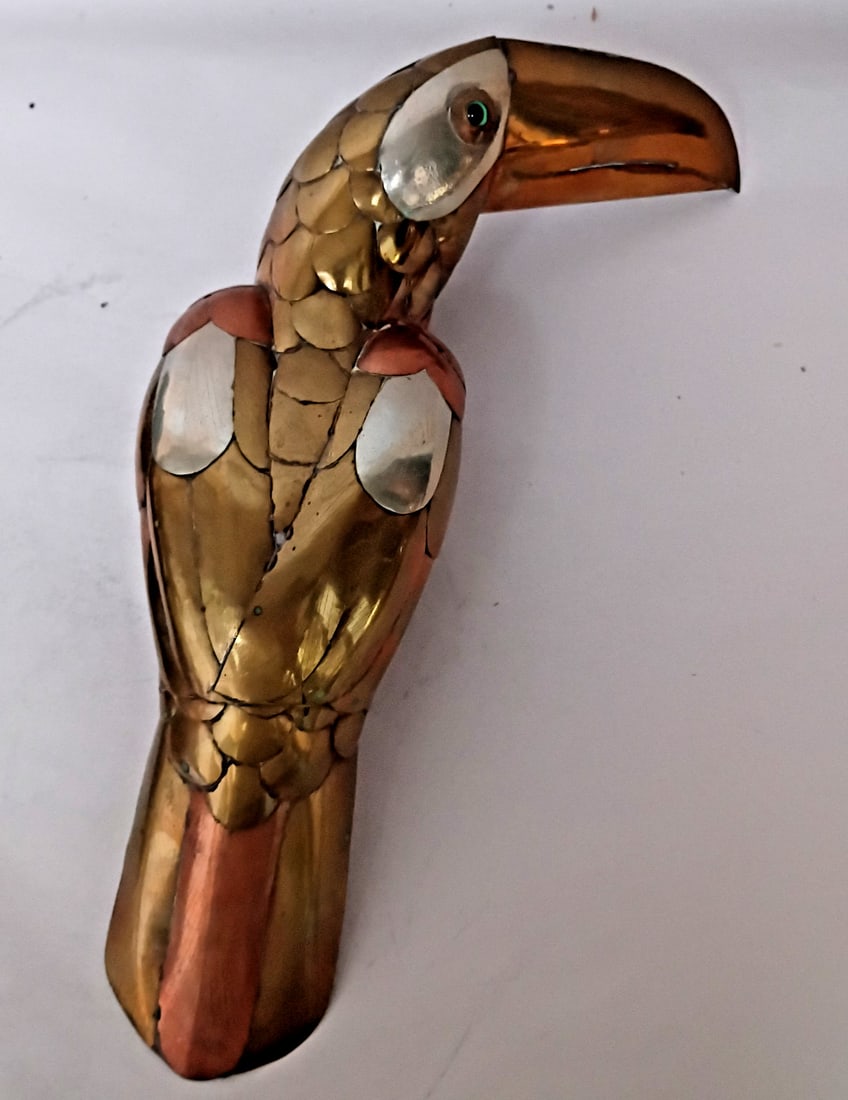 14 Inch Vintage Sergio Bustamante Toucan Brass Copper Sculpture (1 of 8)