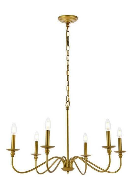 Rohan 6 Light Brass Farmhouse Chandelier 30 Inch (1 of 8)