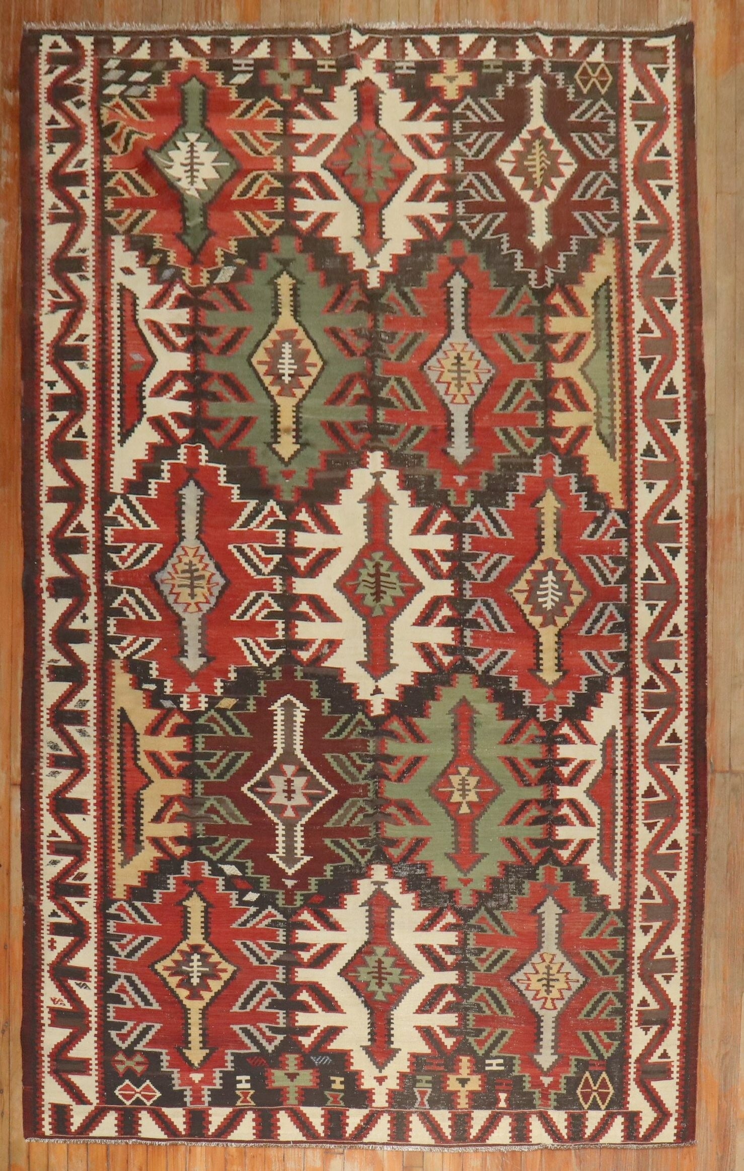 6' 5" x 10' 10" Late 19th Century Caucasian Kilim Rug (1 of 7)