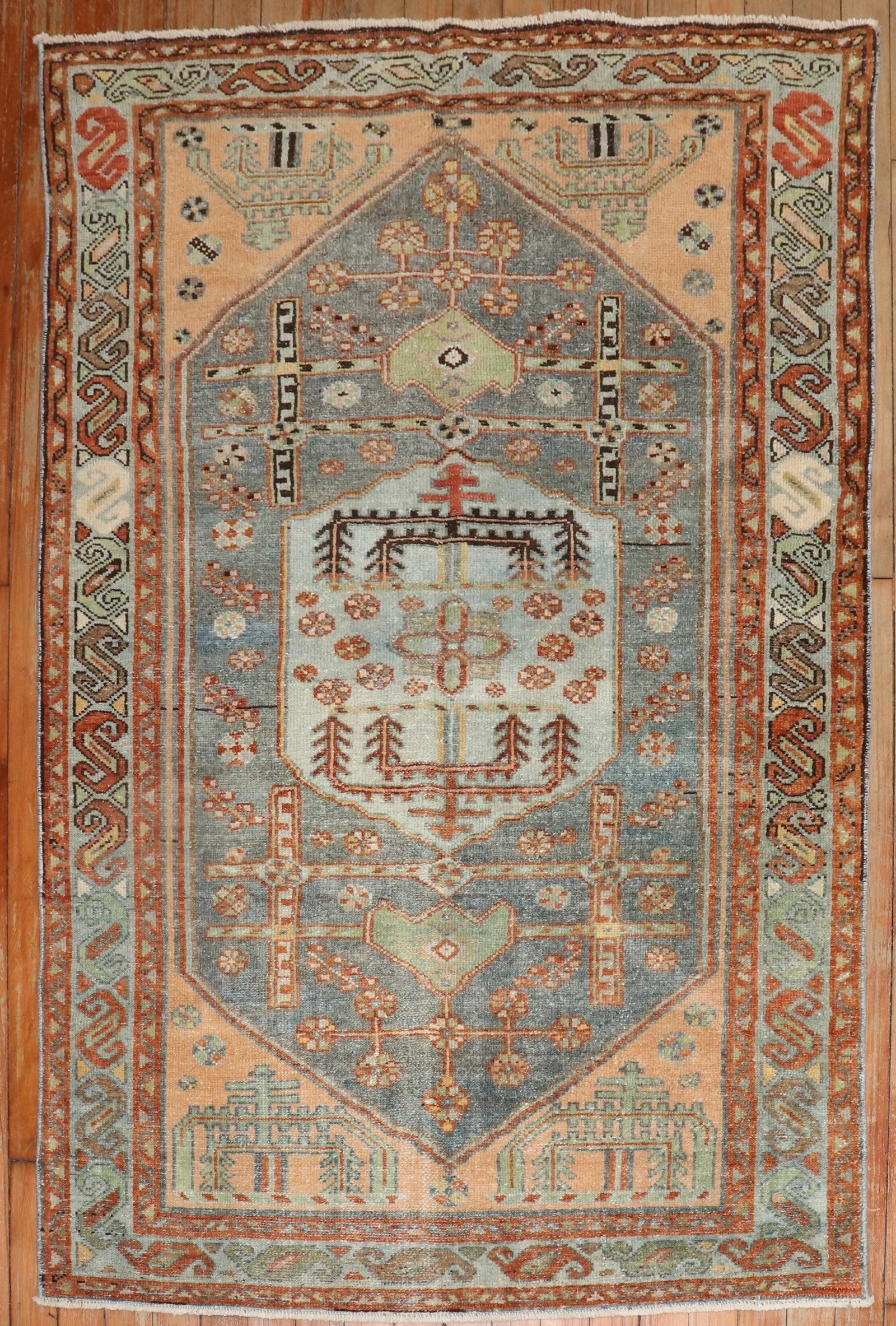 3' 8" x 4' 10" 1930s Malayer Persian Scatter Rug: 3' 8" x 4' 10" 1930s Malayer Persian Scatter Rug Vintage Persian Malayer scatter size rug from the 1930s. This pre-owned piece features the classic Malayer style and is presented in a small format sui