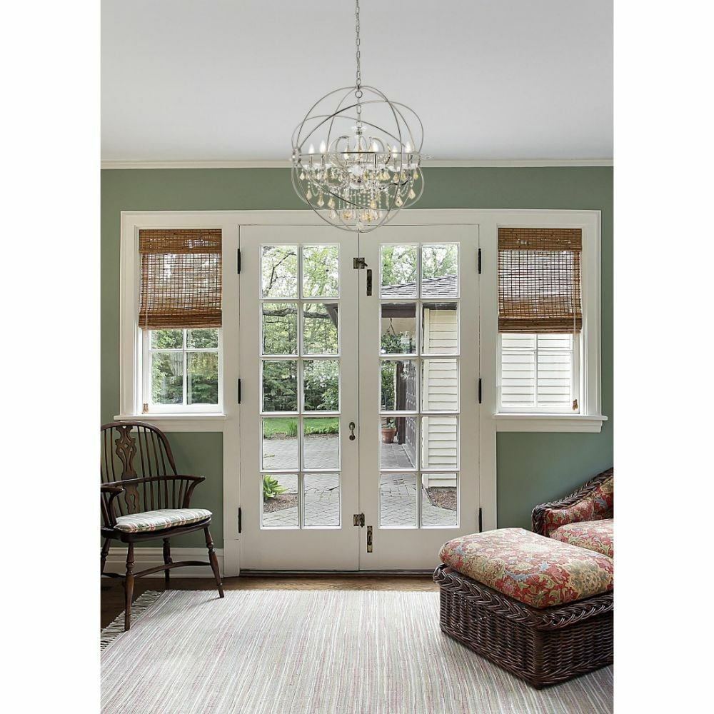 Lighting Geneva 6 Light Crystal Orb Chandelier Polished Nickel: Lighting Geneva 6 Light Crystal Orb Chandelier Polished Nickel Modern 6-light chandelier with a polished nickel finish and golden teak royal cut crystals. The fixture is hardwired, height-adjustable, 