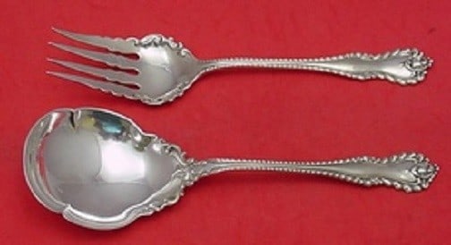 Dominick & Haff Mazarin Sterling Silver Salad Serving Set 2pc 8 3/4": Dominick & Haff Mazarin Sterling Silver Salad Serving Set 2pc 8 3/4" This exquisite Mazarin salad serving set, crafted by Dominick & Haff, showcases a beautiful design and exceptional craftsmanship. T