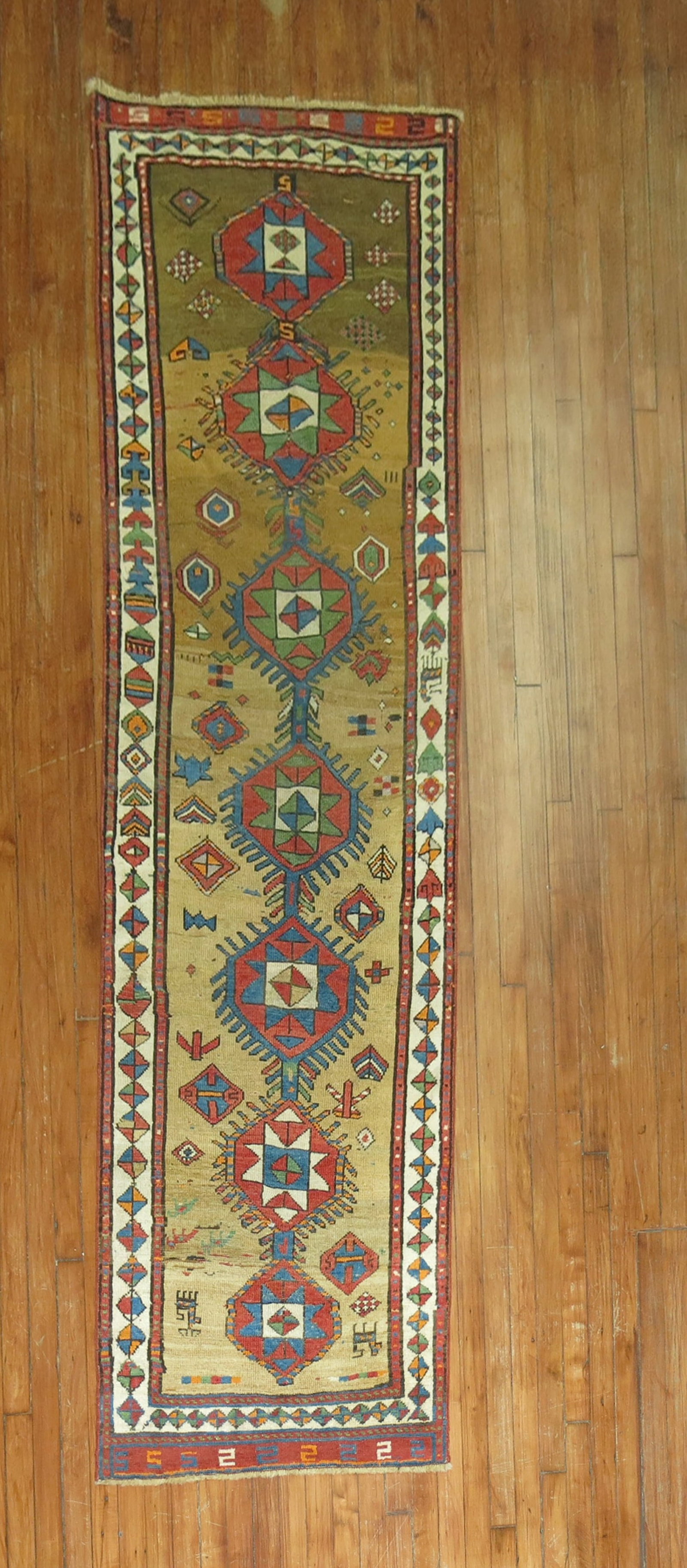 2' 7" x 9' 4" Persian Serab runner camel field 1920s (1 of 7)