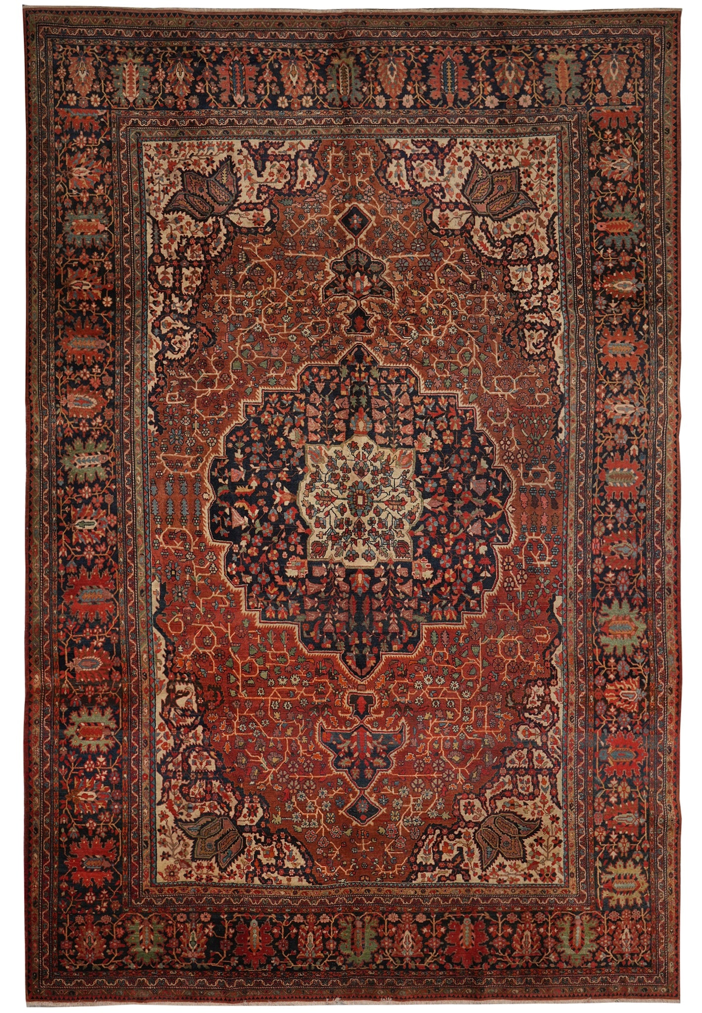 1940s Antique Persian Feraghan Rug 9.3 x 13 Hand-Knotted Iran: 1940s Antique Persian Feraghan Rug 9.3 x 13 Hand-Knotted Iran Free continental US Shipping An antique Persian Feraghan rug from Iran, hand-knotted in the 1940s. It features the classic allover Herati 