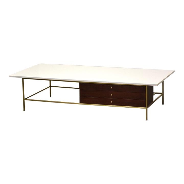 Refinished Paul McCobb Irwin Collection Coffee Table with Brass Frame: Refinished Paul McCobb Irwin Collection Coffee Table with Brass Frame Experience the elegance of mid-century modern design with this beautifully refinished coffee table by Paul McCobb, part of the Irw