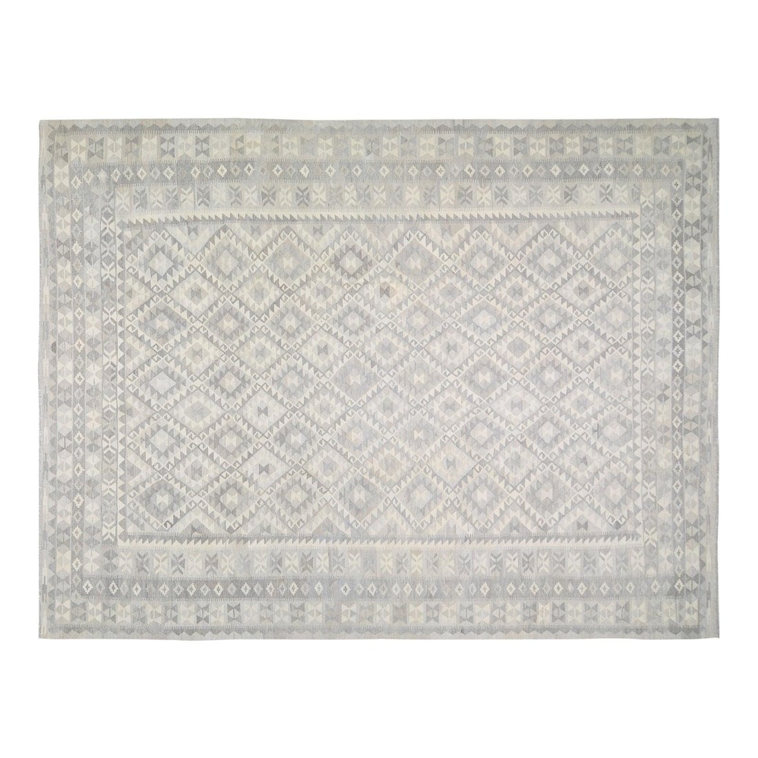 9'10 x 12'10 Beni Ourain Wool Rug Contemporary Moroccan Hand Knotted Gray: 9'10 x 12'10 Beni Ourain Wool Rug Contemporary Moroccan Hand Knotted Gray This Moroccan Beni Ourain rug is hand knotted from wool, featuring a soft texture and contemporary style. The rug displays nat