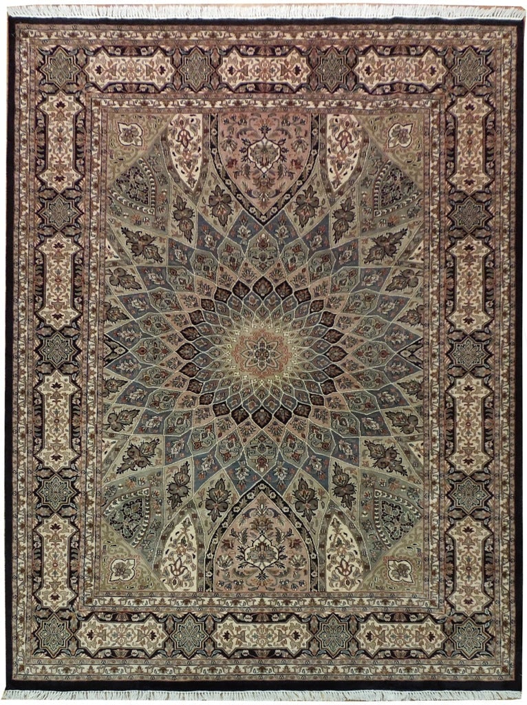 8 x 10.4 Fine Handmade Kashmir Rug Dom Isfahan Pattern Wool (1 of 6)