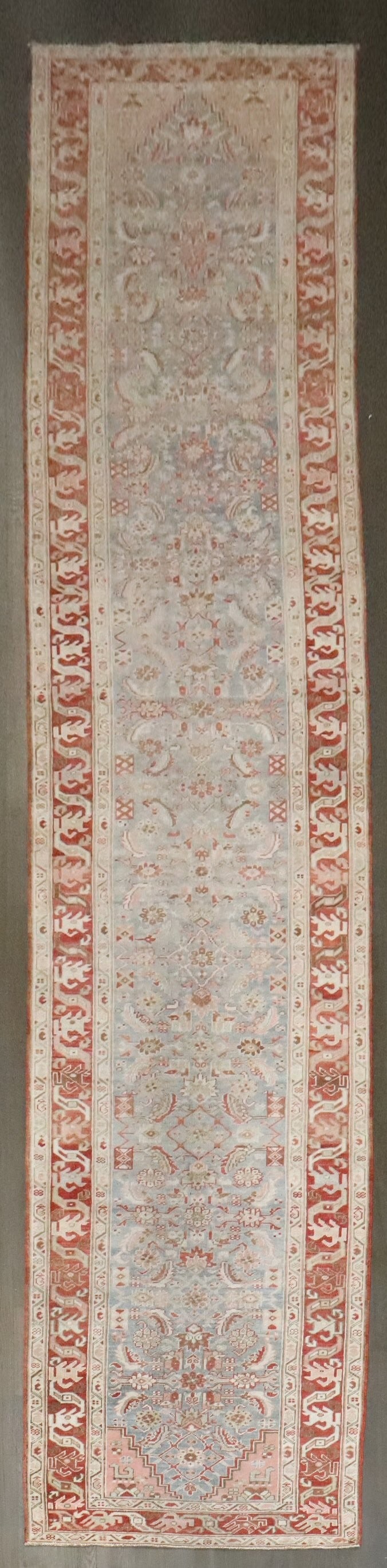 3' 2" x 15' 9" Persian Malayer Runner Blue Field Red Accents (1 of 7)