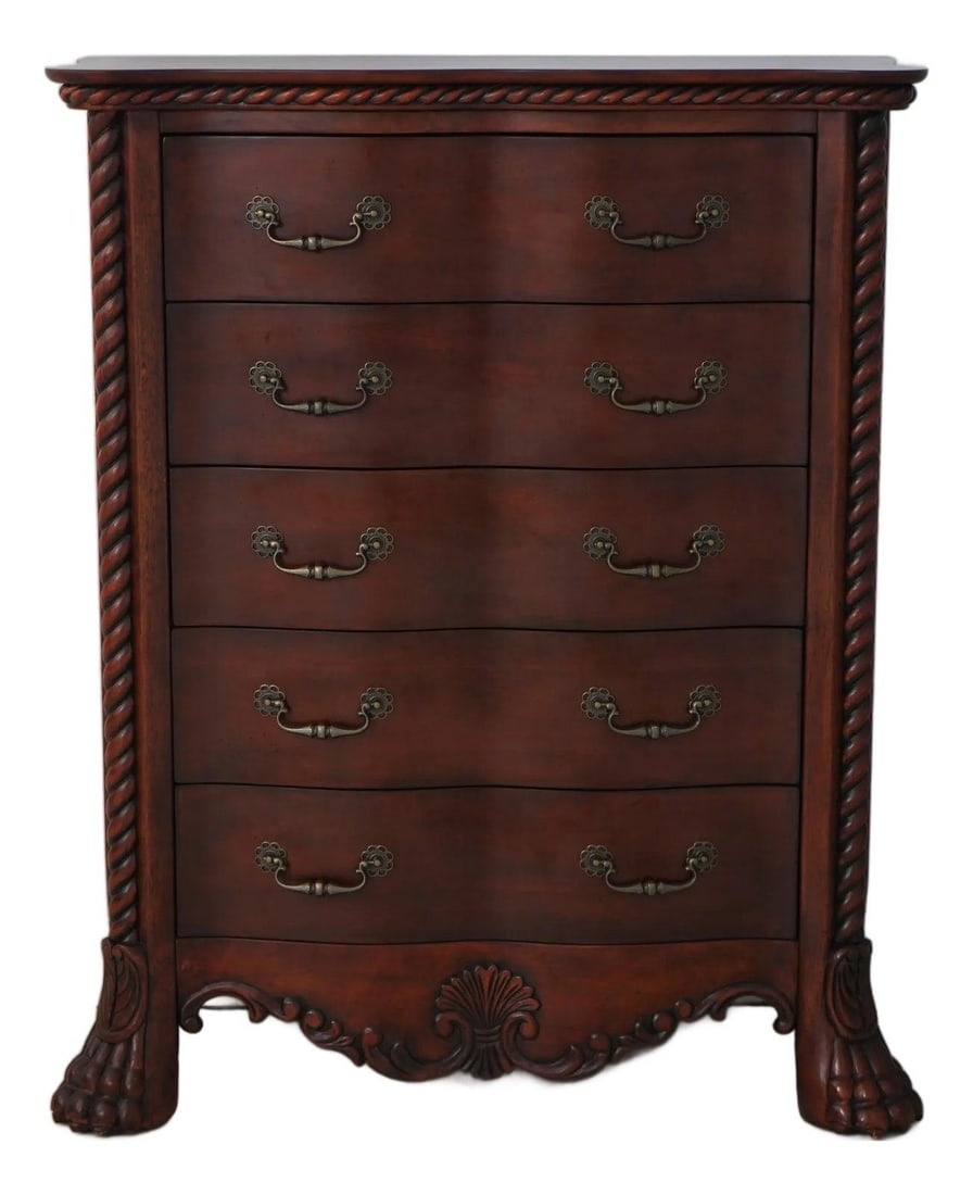 5 Drawer Mahogany Chest Victorian Style Curved Front 46w x 20d x 54h (1 of 10)