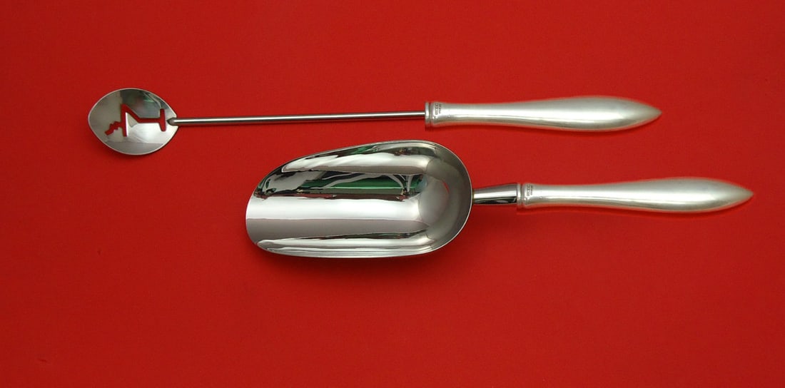 Shreve Buckingham Narrow Sterling Silver Bar Set 2pc Custom Made (1 of 1)