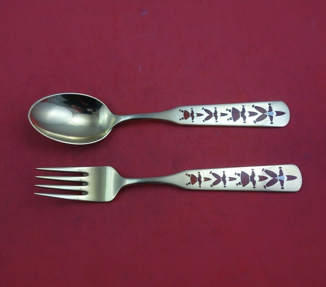 A. Michelsen 1957 Christmas Vermeil Fork and Spoon Set 2pc (1 of 3)