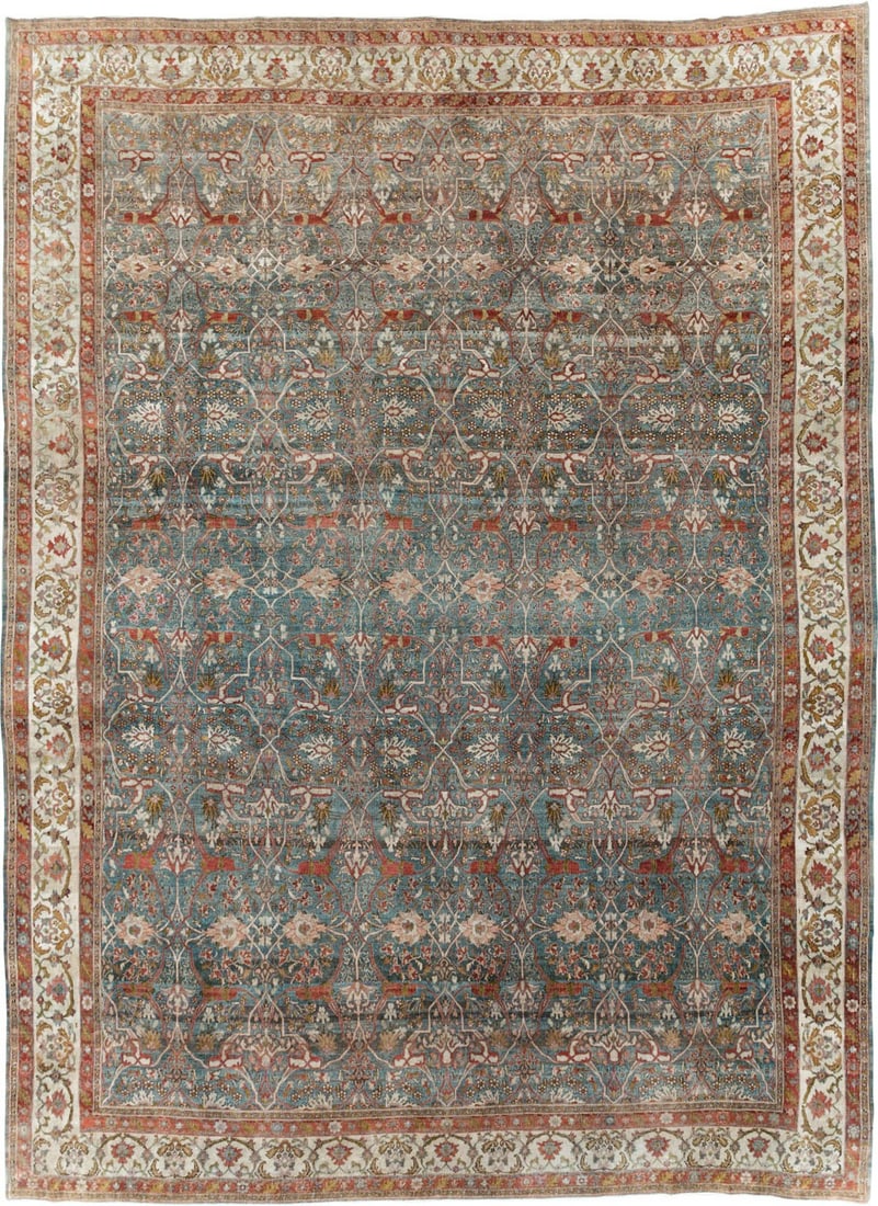 13' 1" x 18' 1" Persian Bidjar rug gray green ground (1 of 6)