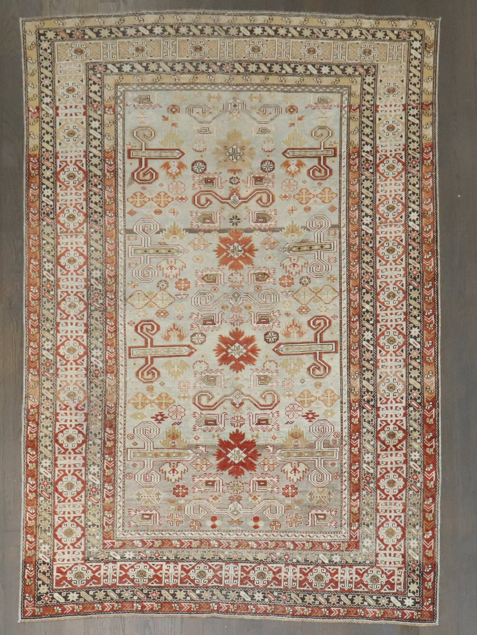 4' x 6' 1" Early 20th Century Caucasian Shirvan Accent Rug: 4' x 6' 1" Early 20th Century Caucasian Shirvan Accent Rug An early 20th century Caucasian Shirvan rug with a decorative design. This pre-owned accent rug offers the character and craftsmanship associ