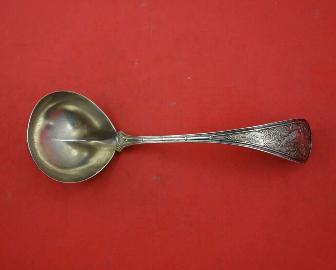Wendt Bird Sterling Silver 7 Inch Gravy Ladle: Wendt Bird Sterling Silver 7 Inch Gravy Ladle This is a sterling silver gravy ladle in the Bird pattern by Wendt, dating from 1850-1899. The ladle features a multi-motif design and a distinctive ridge