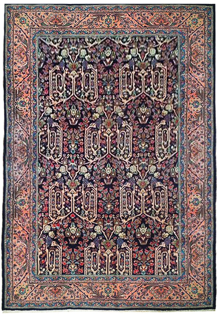 Handcrafted 7' x 10' 3" Navy Blue Persian Bijar Rug: Handcrafted 7' x 10' 3" Navy Blue Persian Bijar Rug Free continental US Shipping Enhance your space with this exquisite 7' x 10' Navy Blue Fine Persian Bijar Rug, handcrafted by skilled Persian artisa