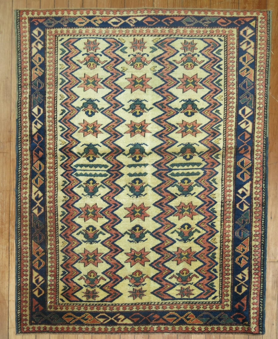 3' 5" x 4' 1" Caucasian Shirvan Small Square Rug: 3' 5" x 4' 1" Caucasian Shirvan Small Square Rug Vintage Caucasian Shirvan rug in a small square format. This pre-owned piece offers the distinctive character of a traditional Shirvan rug and is well 