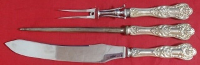 3pc Roast Carving Set Birks Queens Sterling Silver HH 13 3/4 (1 of 1)