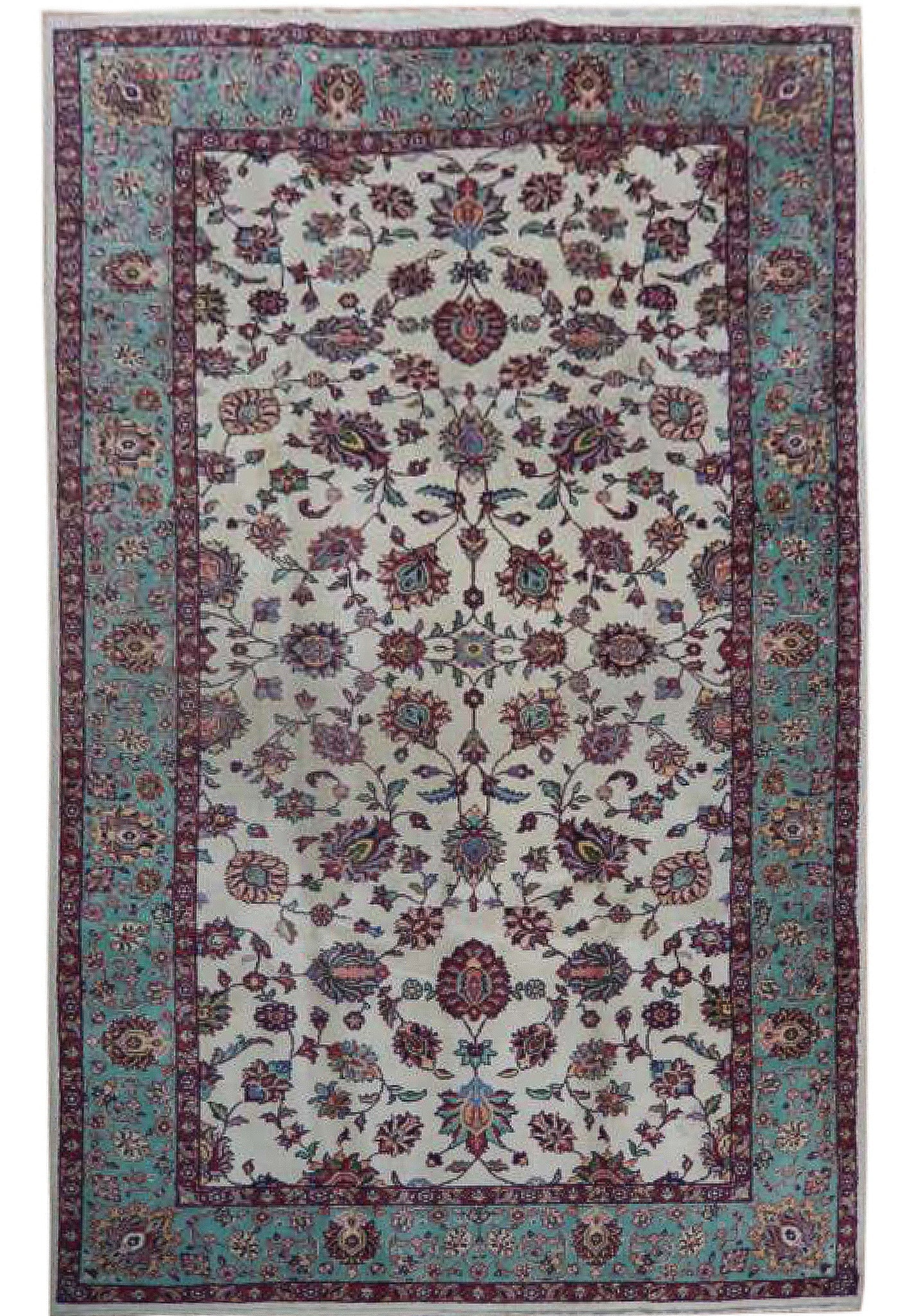 Ivory Semi-Antique Persian Tabriz Rug 6.5 x 9.9 Handwoven Iran (1 of 7)