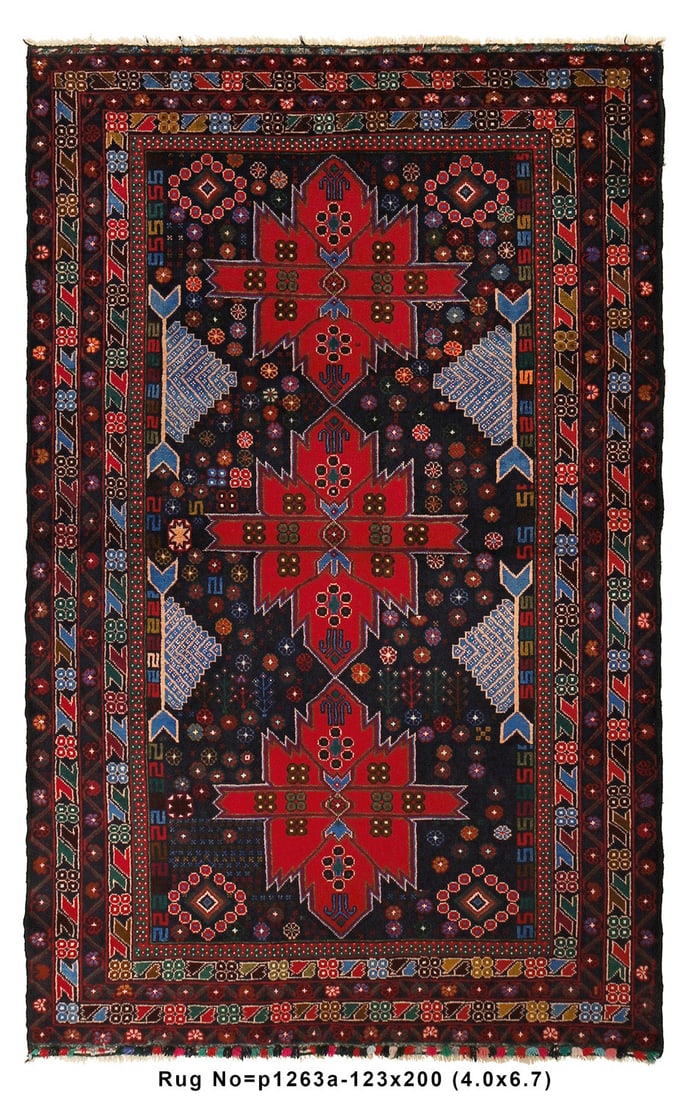 Handmade Afghan Tribal Wool Rug 4 x 6.7 ft (1 of 8)