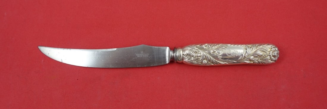 Tiffany & Co. Sterling Silver Game Knife Chrysanthemum Pattern with Stainless Blade 7.5 Inch: Tiffany & Co. Sterling Silver Game Knife Chrysanthemum Pattern with Stainless Blade 7.5 Inch This is a Tiffany & Co. Chrysanthemum pattern game knife featuring a sterling silver hollow handle and a st