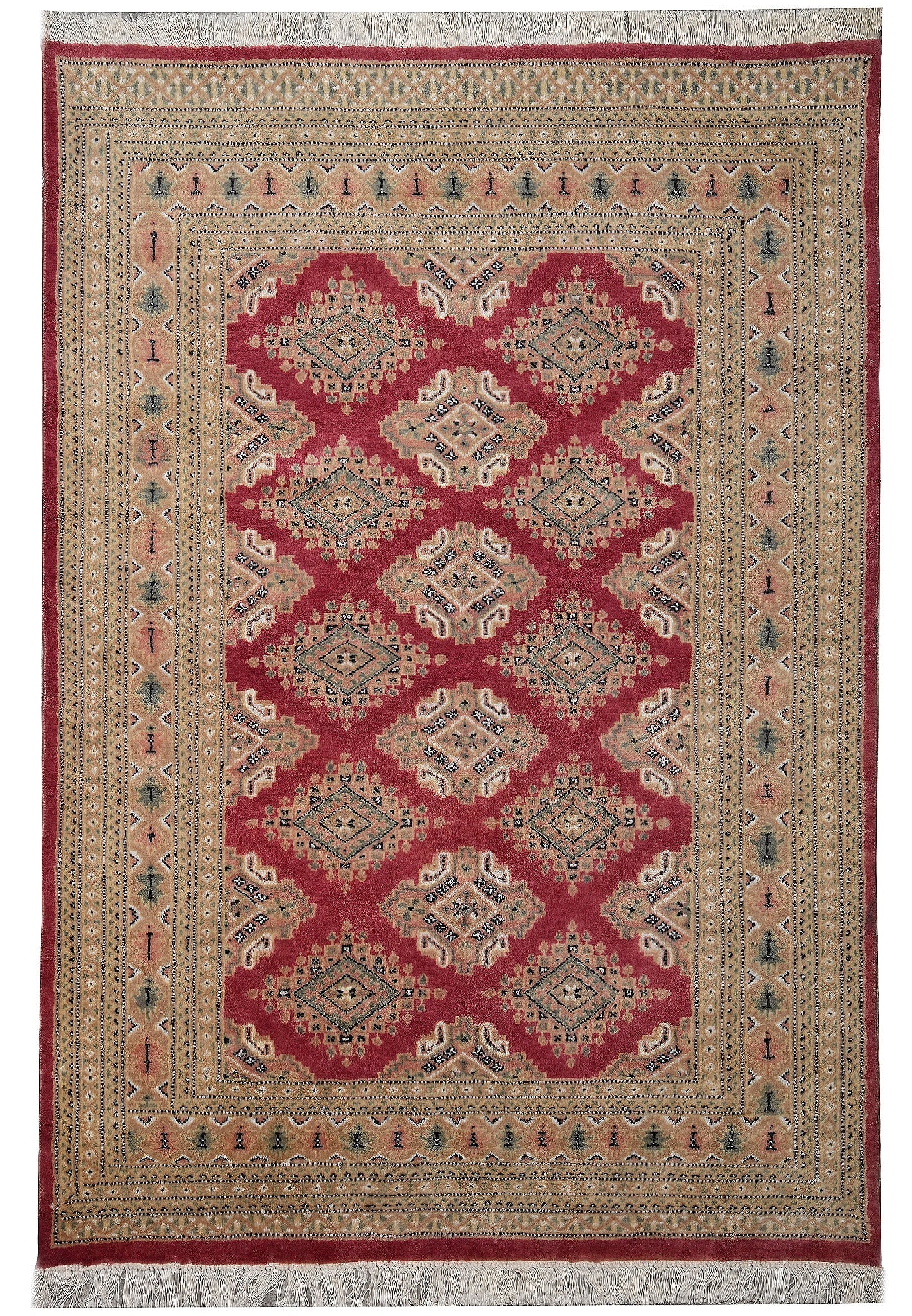 Hand Knotted Jaldar Bokhara Rug 4 x 6: Hand Knotted Jaldar Bokhara Rug 4 x 6 Free continental US Shipping This hand-knotted Jaldar Bokhara rug measures 4 x 6 feet and features a traditional design. It is in un-used condition, offering a cl