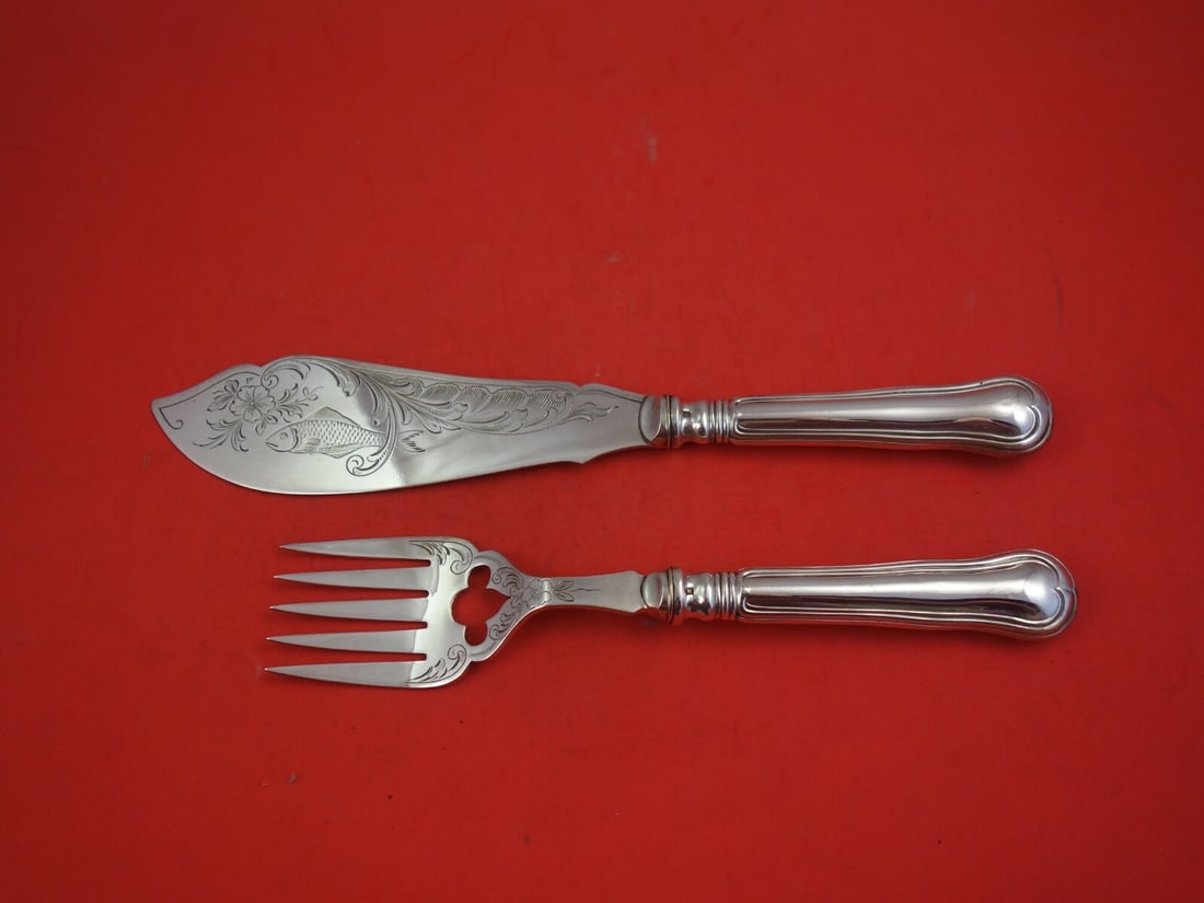 Bruckmann & Sohne Thread Silverplate 2pc Fish Serving Set (1 of 2)