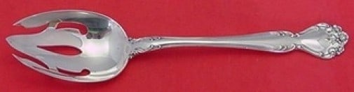 Gorham Secret Garden Sterling Silver Slotted Serving Spoon 8 1/2 in: Gorham Secret Garden Sterling Silver Slotted Serving Spoon 8 1/2 in Sterling silver pierced serving spoon in the Secret Garden pattern by Gorham. It is not monogrammed and is in excellent condition. C
