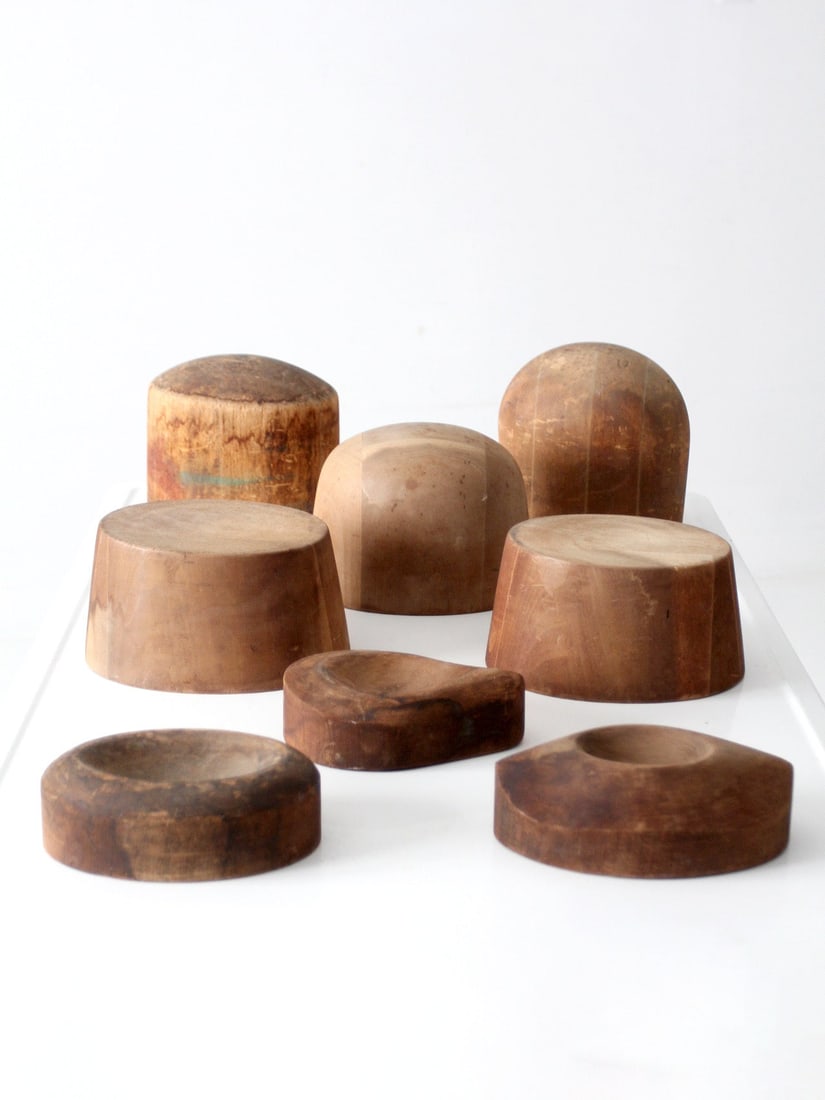 8 Antique Wooden Millinery Hat Blocks and Forms (1 of 18)