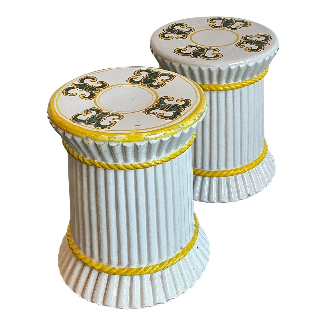 Pair of Spanish Hand Painted Ceramic Garden Stools Set of 2 (1 of 10)