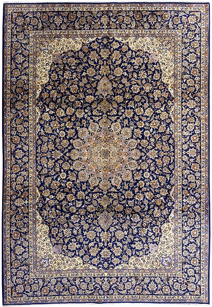9.10 x 13.10 Esfahan Persian Wool Rug in Blue: 9.10 x 13.10 Esfahan Persian Wool Rug in Blue Free continental US Shipping Enhance your living space with this exquisite 9.10 x 13.10 Persian Wool Esfahan Blue Rug. Crafted with premium wool, this rug