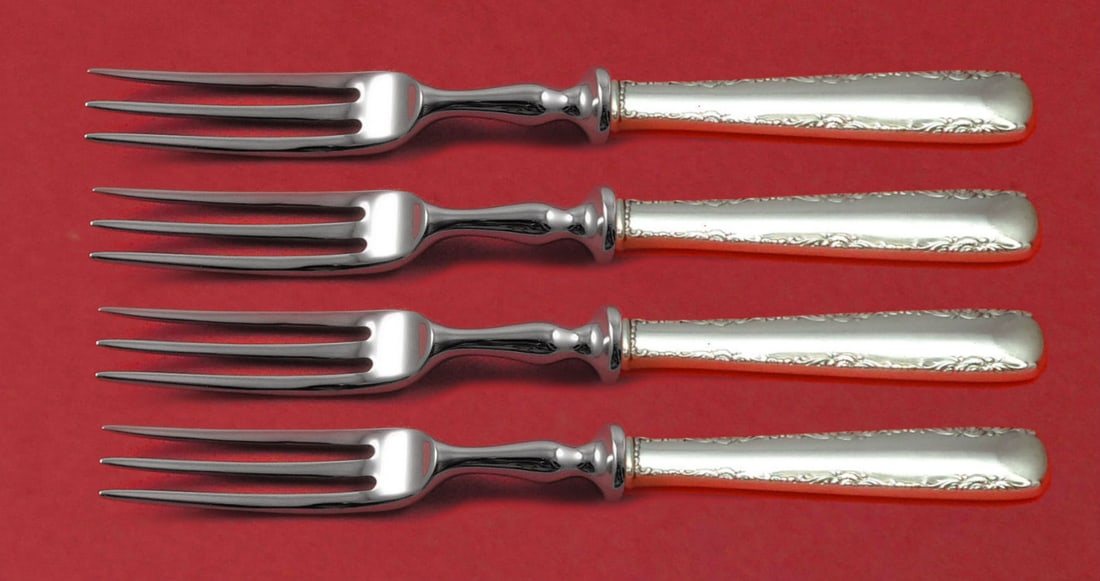 Gorham Camellia Sterling Silver 4-Piece Fruit Fork Set 6 Inch (1 of 2)