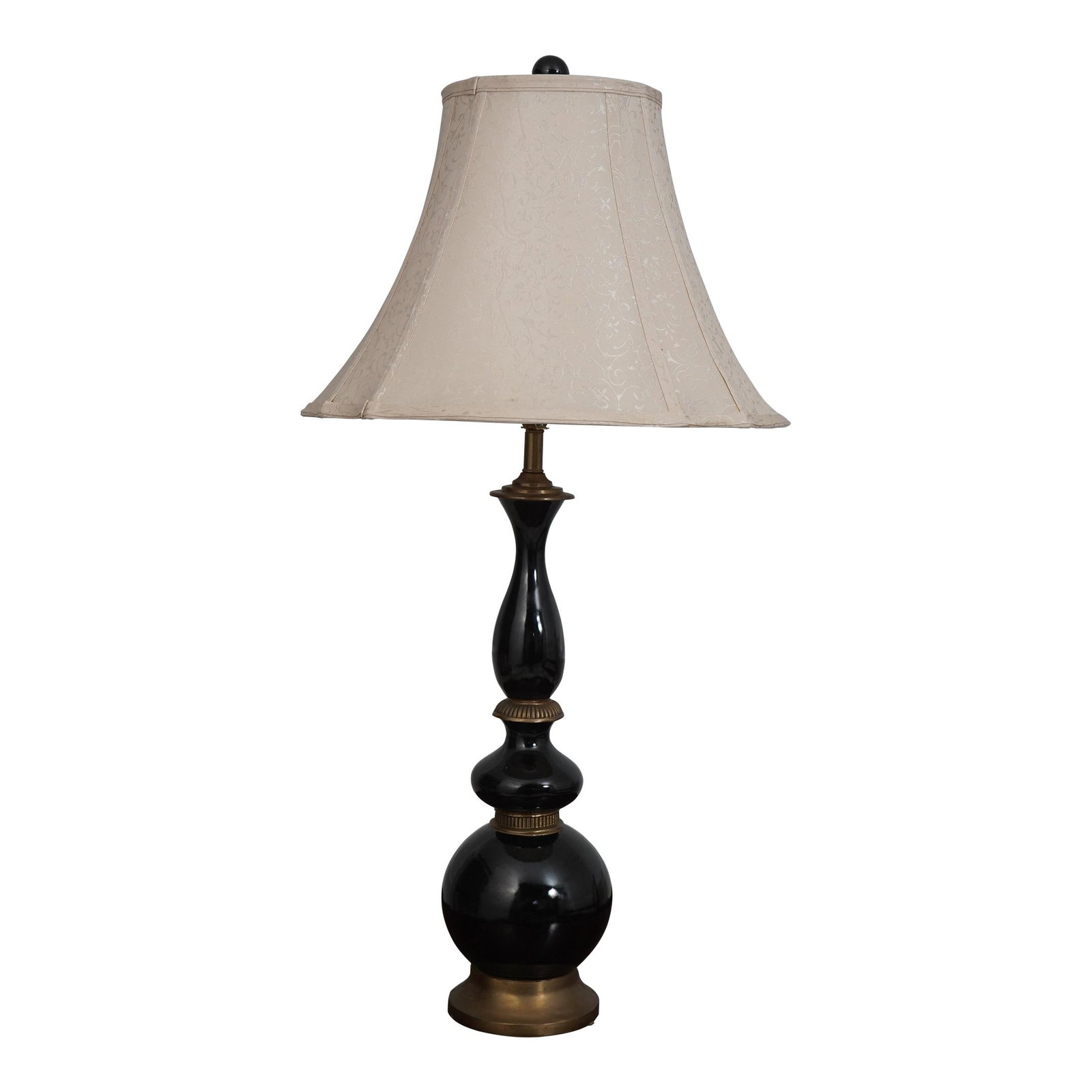 Modern Black Ceramic Bulbous Table Lamp with Brass Base (1 of 10)