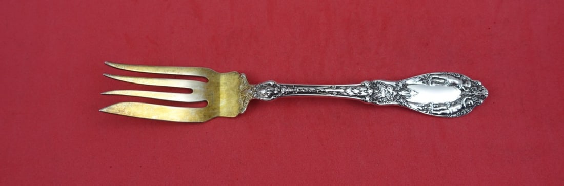 Gorham Paris Sterling Silver Fish Salad Fork Gold Wash 7": Gorham Paris Sterling Silver Fish Salad Fork Gold Wash 7" Add elegance to your table setting with this exquisite 7" fish fork or salad fork from the Paris pattern by Gorham. Crafted from sterling silv