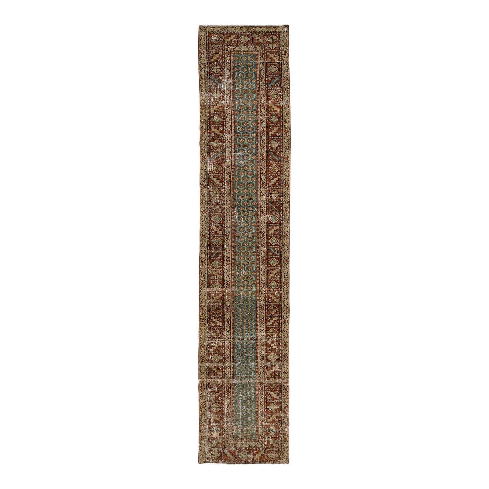 Antique Persian Malayer Wool Runner Blue Tribal Design 3'2" x 15'5": Antique Persian Malayer Wool Runner Blue Tribal Design 3'2" x 15'5" Experience the timeless beauty of this Antique Blue Malayer Handmade Wool Runner. This Persian rug is expertly crafted from hand-kno