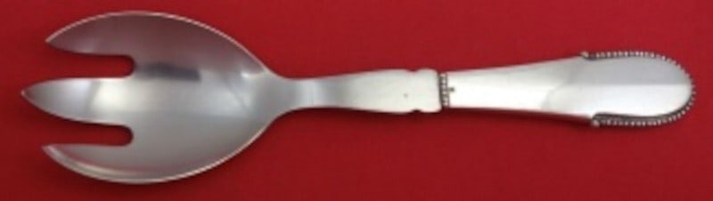 Georg Jensen Beaded Sterling Silver Salad Serving Fork 7.5" (1 of 2)
