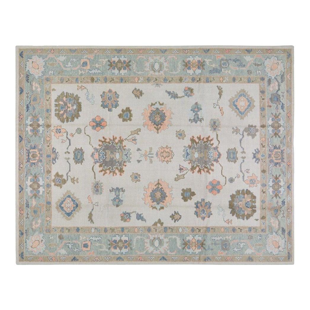 Turkish Oushak Wool Rug 9'1x11'9: Turkish Oushak Wool Rug 9'1x11'9 This Turkish hand-knotted Oushak rug is crafted from wool using traditional techniques, combining classic artistry with a modern design sensibility. Its durable, soft 