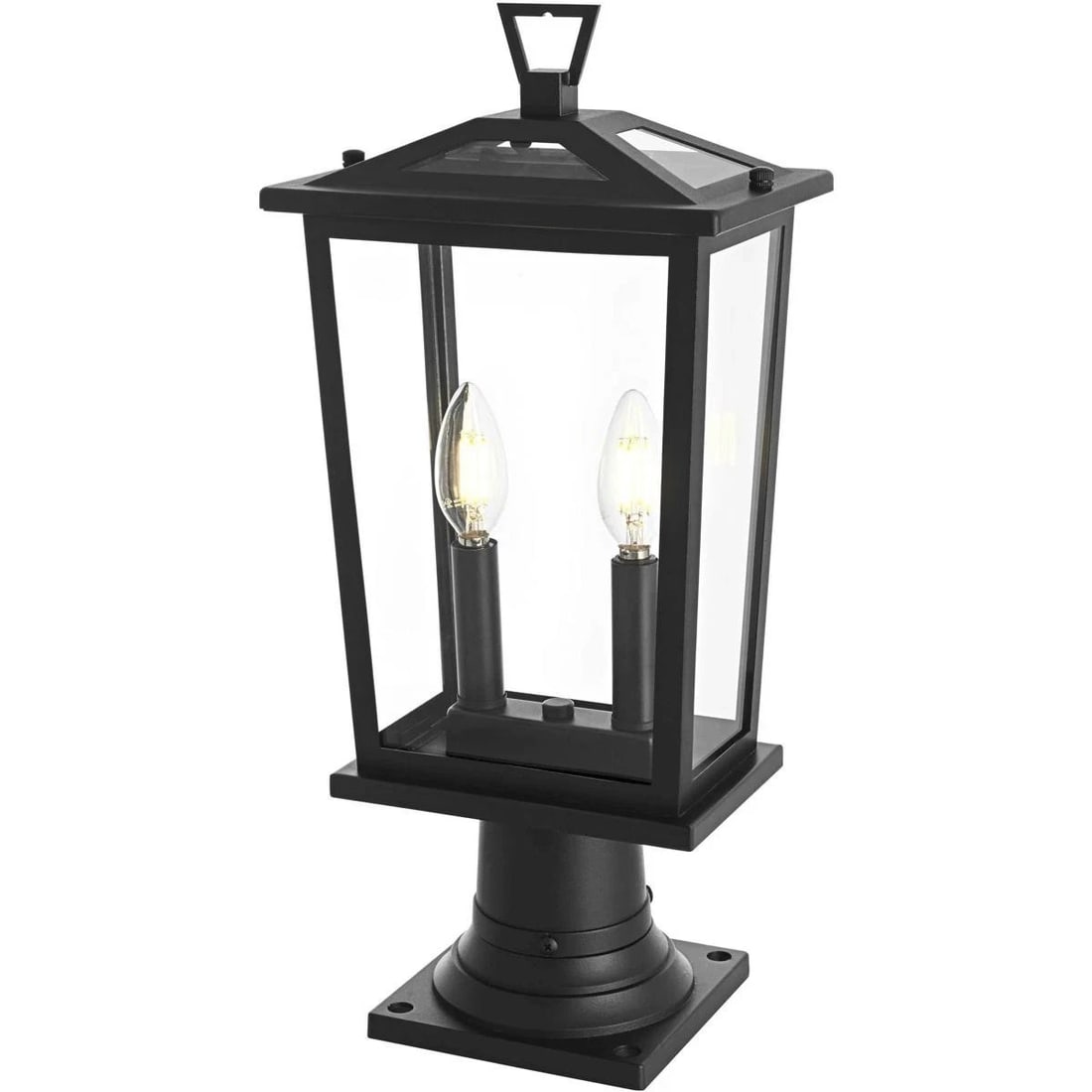 Berks 2-Light Outdoor Wall Lantern Black Clear Glass 19.5": Berks 2-Light Outdoor Wall Lantern Black Clear Glass 19.5" Traditional outdoor wall light with a black finish, clear glass, and iron and glass construction. It features 2 lights, hardwired electric po