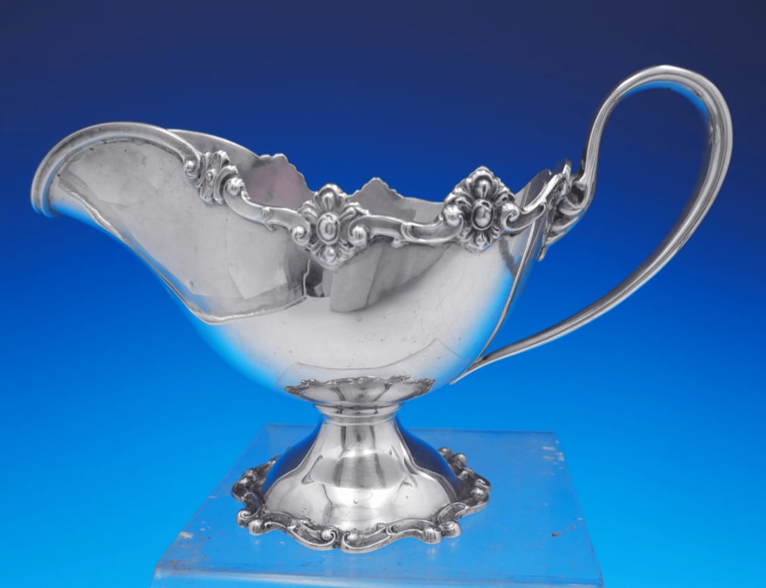 Shreve Strasbourg Sterling Silver Gravy Boat 5 1/2" Tall 8 1/2" (1 of 8)