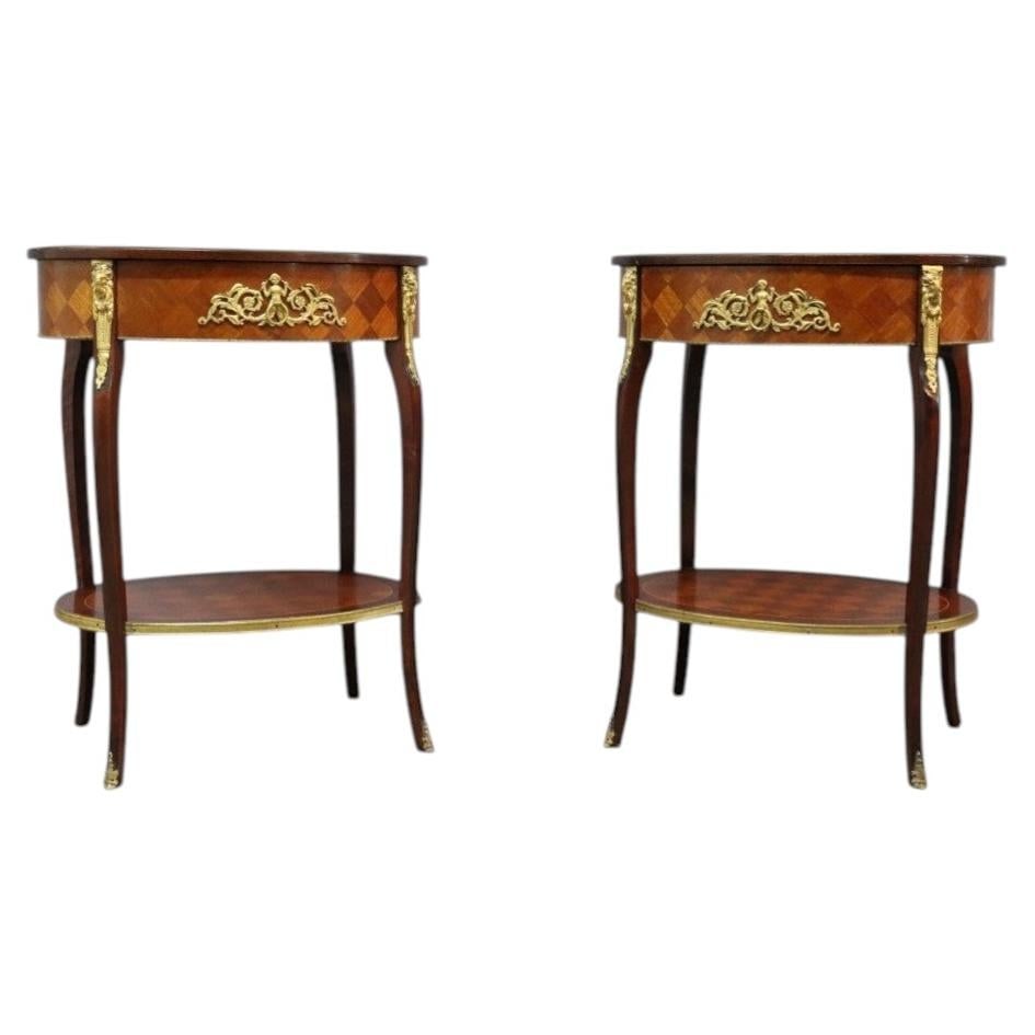 Set of 2 Louis XV Style Rosewood Side Tables with Ormolu Mounts (1 of 14)