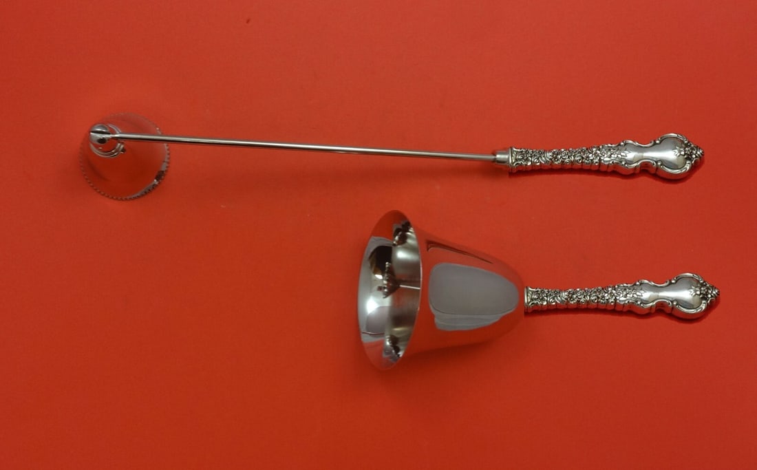 International Du Barry Sterling Silver 2 Piece Hostess Set Bell Snuffer: International Du Barry Sterling Silver 2 Piece Hostess Set Bell Snuffer International Du Barry sterling silver custom-made hostess come-to-dinner set in a 2-piece configuration. The set includes a din