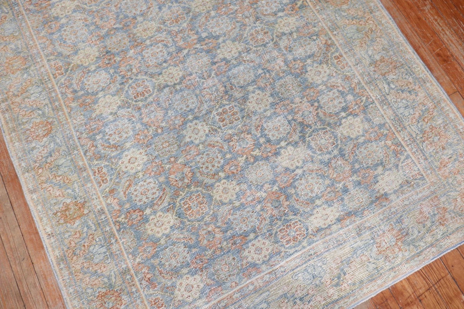 4' 3" x 6' 9" Persian Malayer Accent Rug 1920s: 4' 3" x 6' 9" Persian Malayer Accent Rug 1920s Antique Persian Malayer rug from the 1920s with a worn appearance and shabby chic style. This pre-owned accent rug offers the character and age expected 