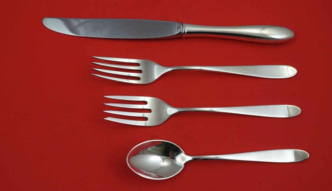 Kirk Cynthia Plain Sterling Silver 4-Piece Place Setting (1 of 2)