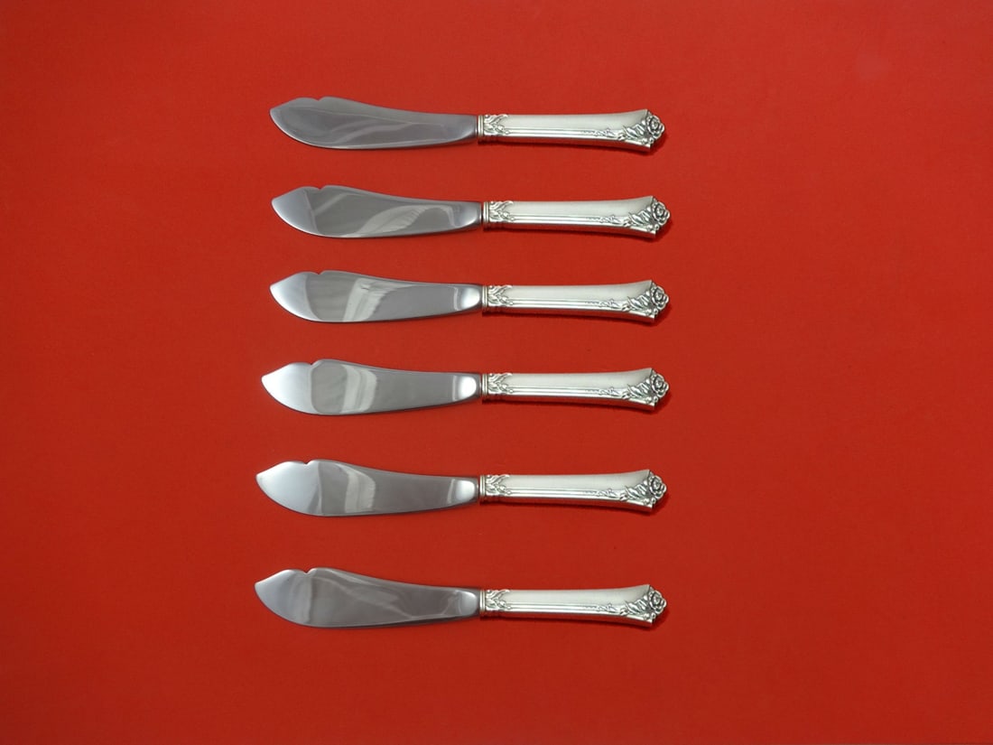 Oneida Damask Rose Sterling Silver 6-Piece Trout Knife Set (1 of 1)