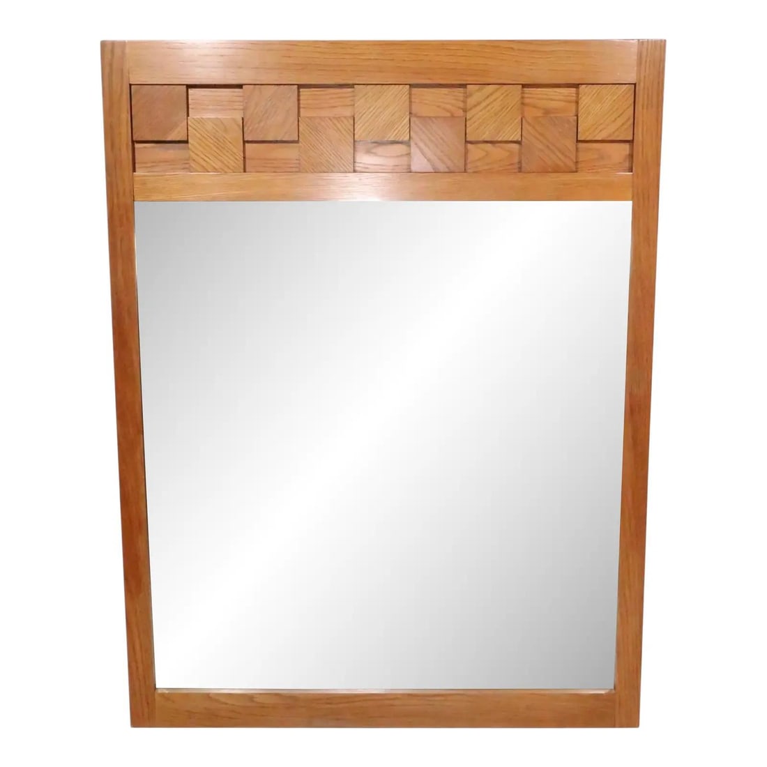 Staccato Series Wall Mirror by Lane Brutalist Geometric Wood Panel 1970s (1 of 9)