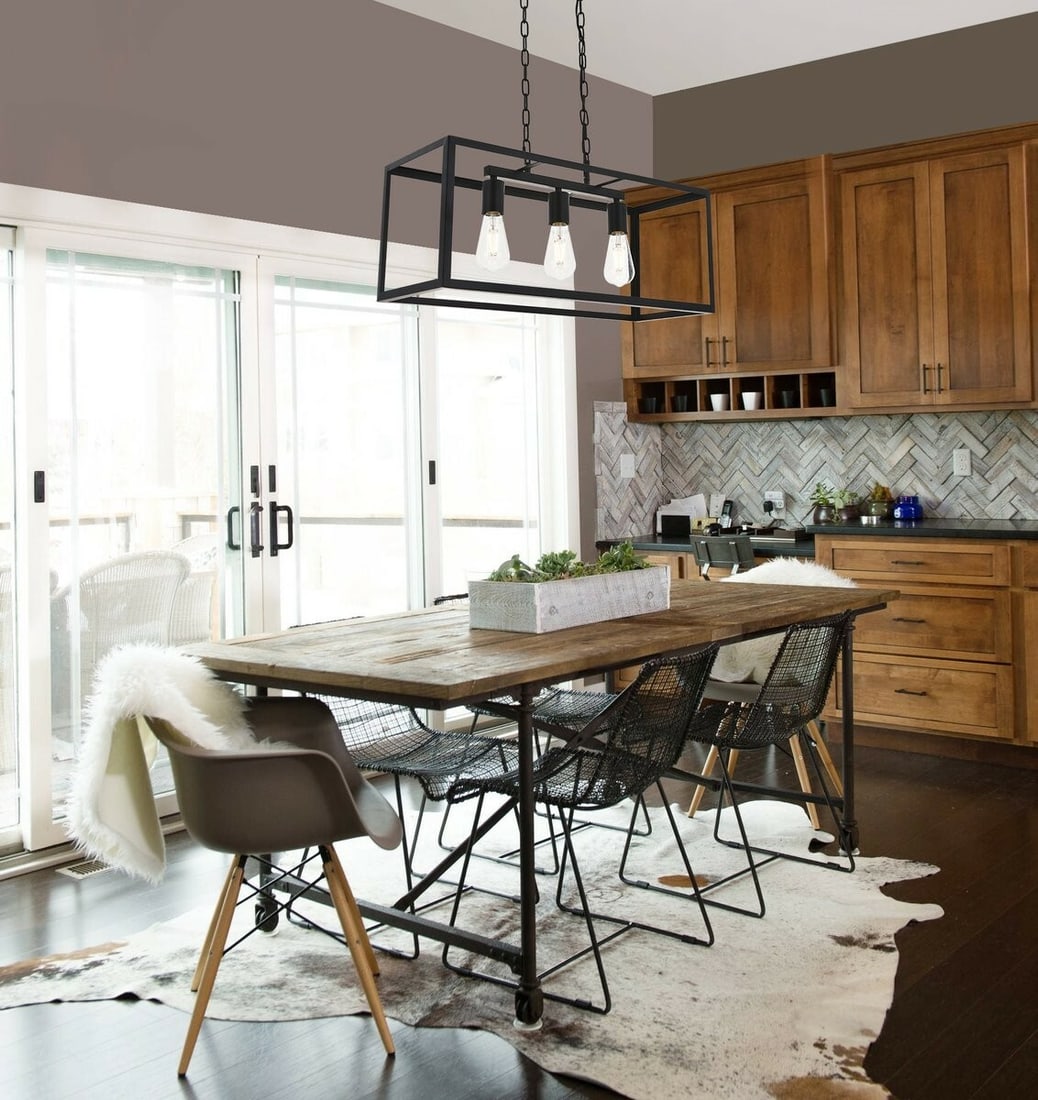 Resolute 3 Light Black Iron Chandelier 25.2in Ceiling Fixture (1 of 12)